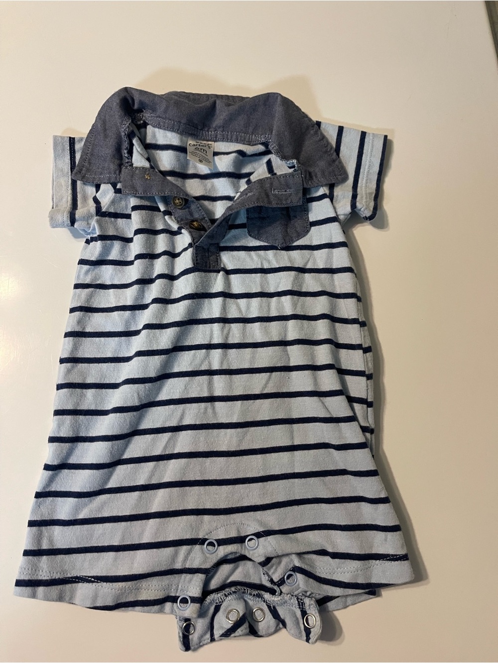 Striped Navy & White onesie